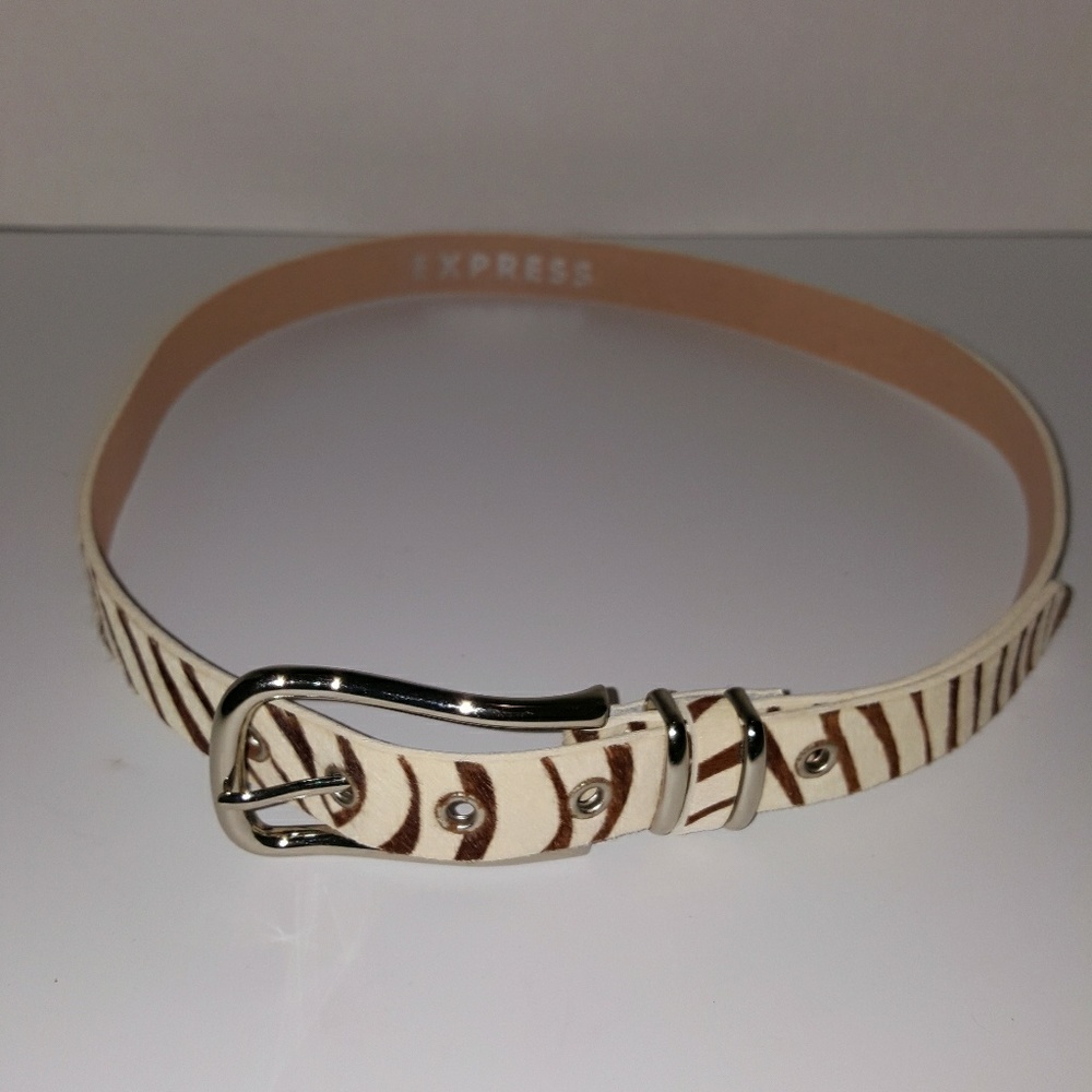 EXPRESS  ZEBRA PRINT PONY HAIR BELT